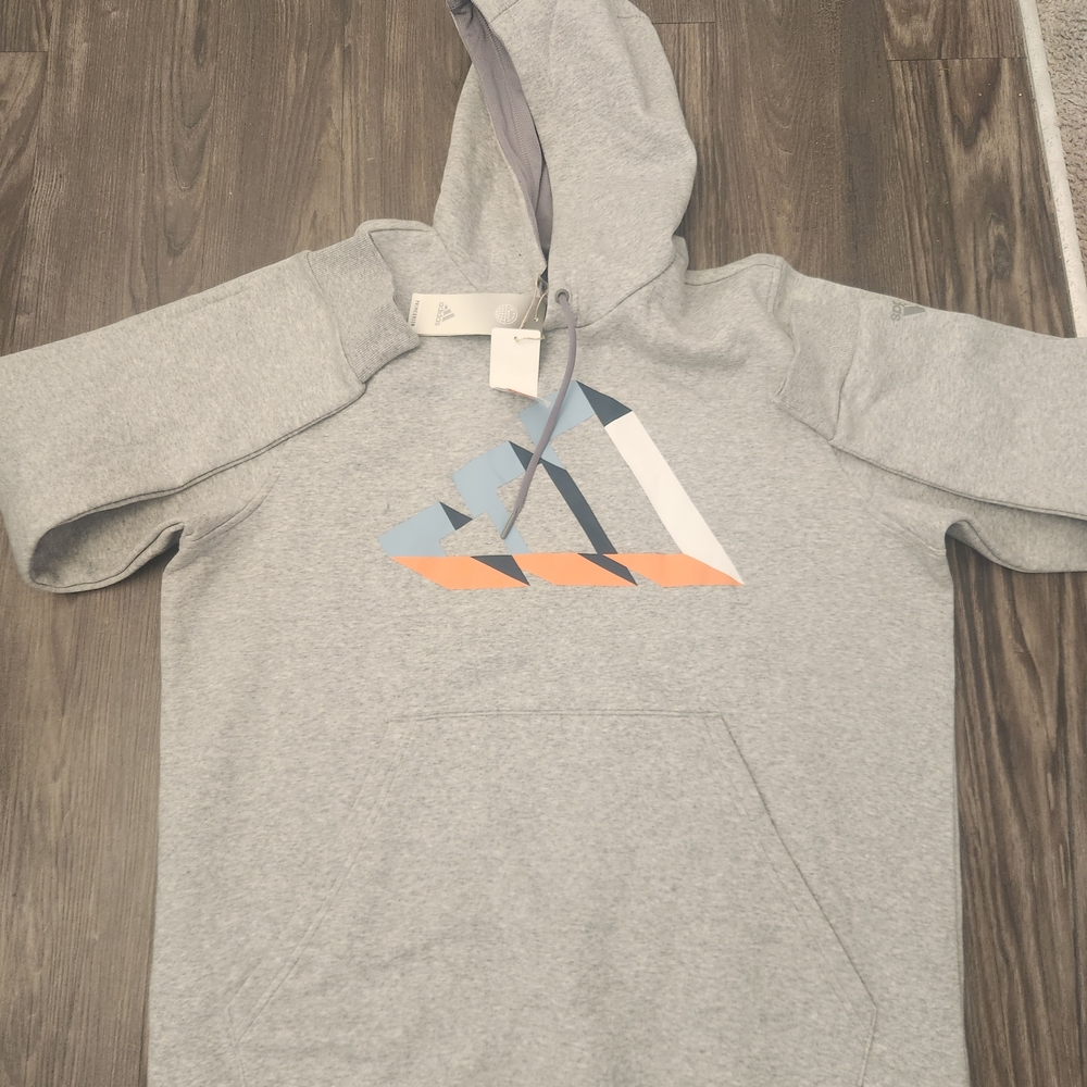 BWT Adidas Gray Hoodie with Geometric Design SZ L